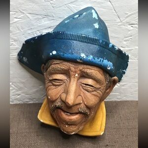 Vintage 1961 Bossons Sardinian Chalkware Head Wall Plaque Made in England